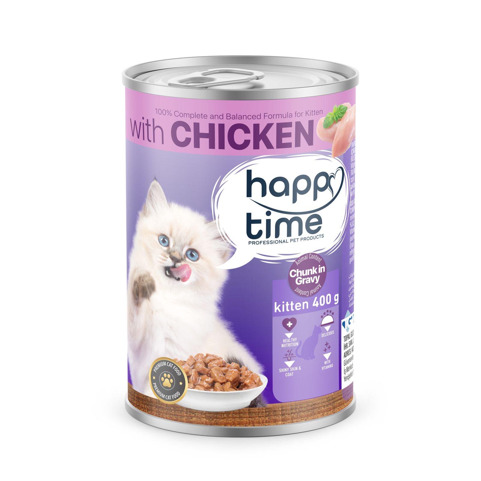 HAPPY TİME YAVRU KEDİ TAVUKLU KONSERVE 400GR*12
